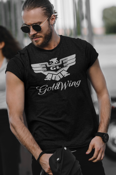 T-shirt or sweater printed with the GoldWing GL1500 logo in silver