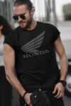 T-shirt or sweatshirt printed with a reflective Honda logo